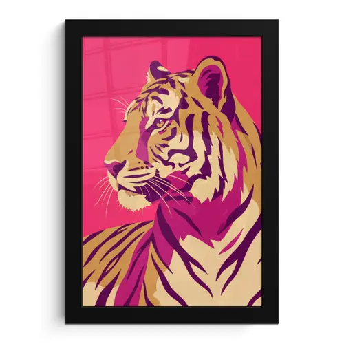 Tijger - Modern - Neon fotolijst zwart zonder passe partout klein -3d