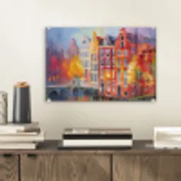 Grachtenpanden - Kunst - Schilderij - Amsterdam plexiglas 5mm klein -sfeer1