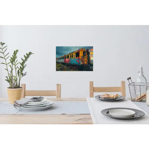 Graffiti - Trein - Street art - Verlaten Muursticker klein -eettafel