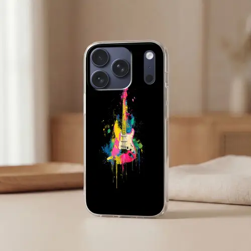Gitaar - Kleurrijk - Verf Telefoonhoesje iPhone 17 Pro klein -sfeer2