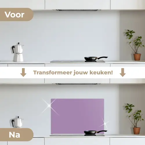 Interieur - Paars - Kleuren - Paarse - Kleur - Effen keuken achterwand spatscherm klein 900 -voor_na_NL