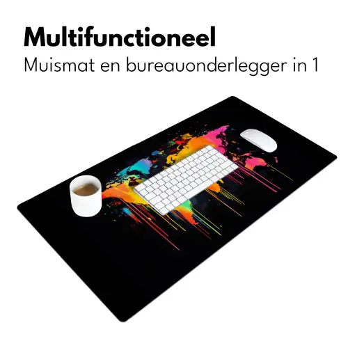 Wereldkaart - Verf - Kleurrijk - Graffiti - Wereld Muismat XXL klein -sfeer4