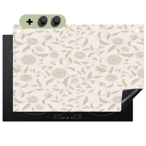 Sierlijk - Bloemen - Beige Inductie beschemer met haakjes klein 777 -3d