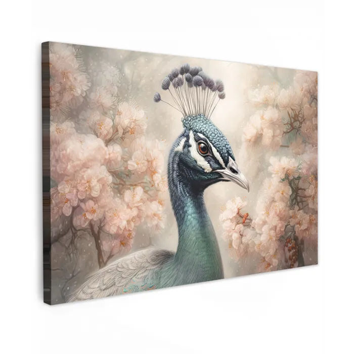 Pauw - Vogels - Bloemen - Boom - Botanisch canvas 2cm klein -z3d