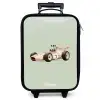 Beige retro raceauto op groen achtergrond Kinderkoffer - Zwart klein -zzz_website3d