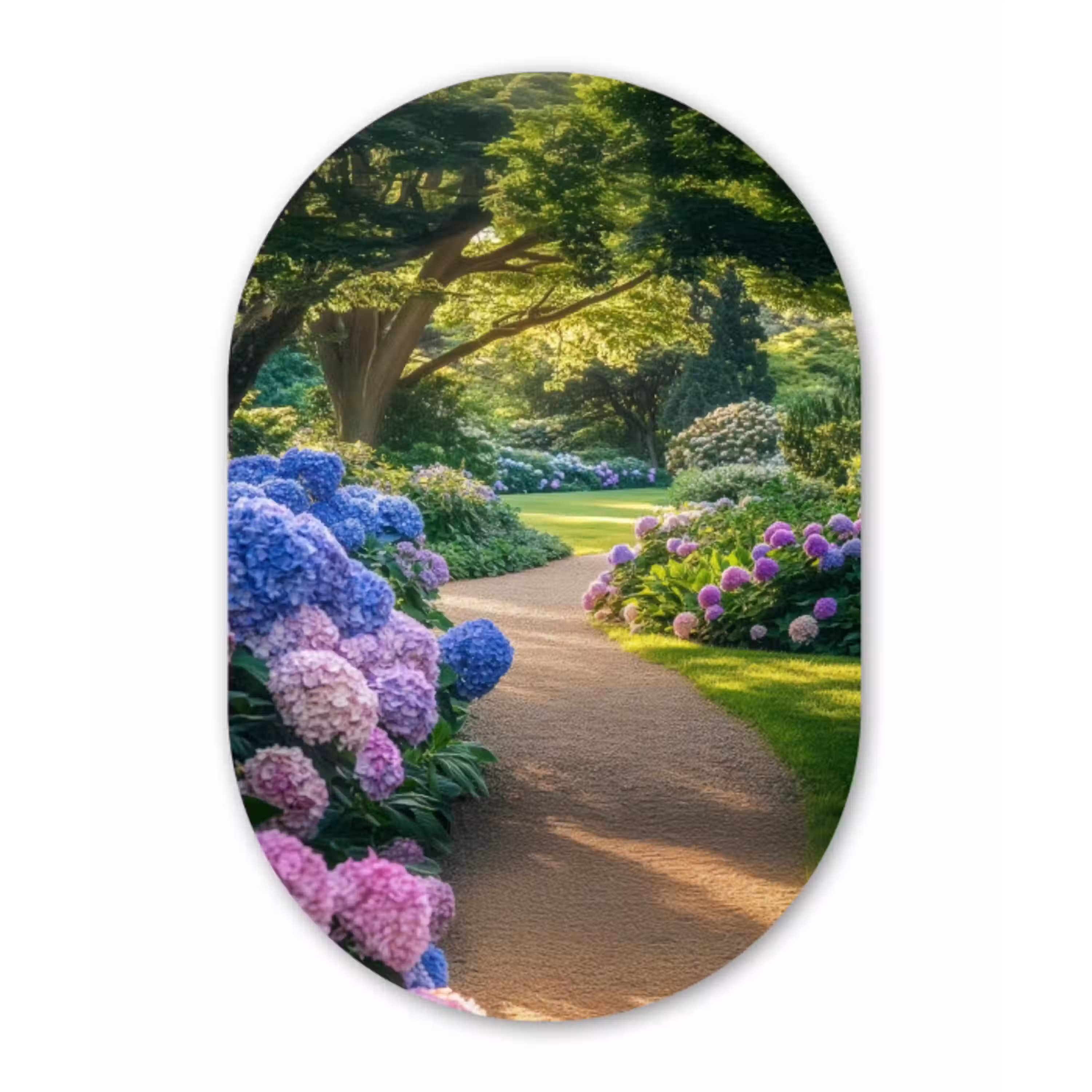 Hortensia- Park - Pad Wandcirkel Ovaal Glas middel -3d