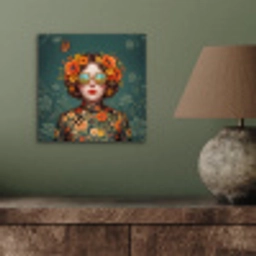 Portret - Vrouw - Kleurrijk - Expressief aluminium wit klein -sfeer2
