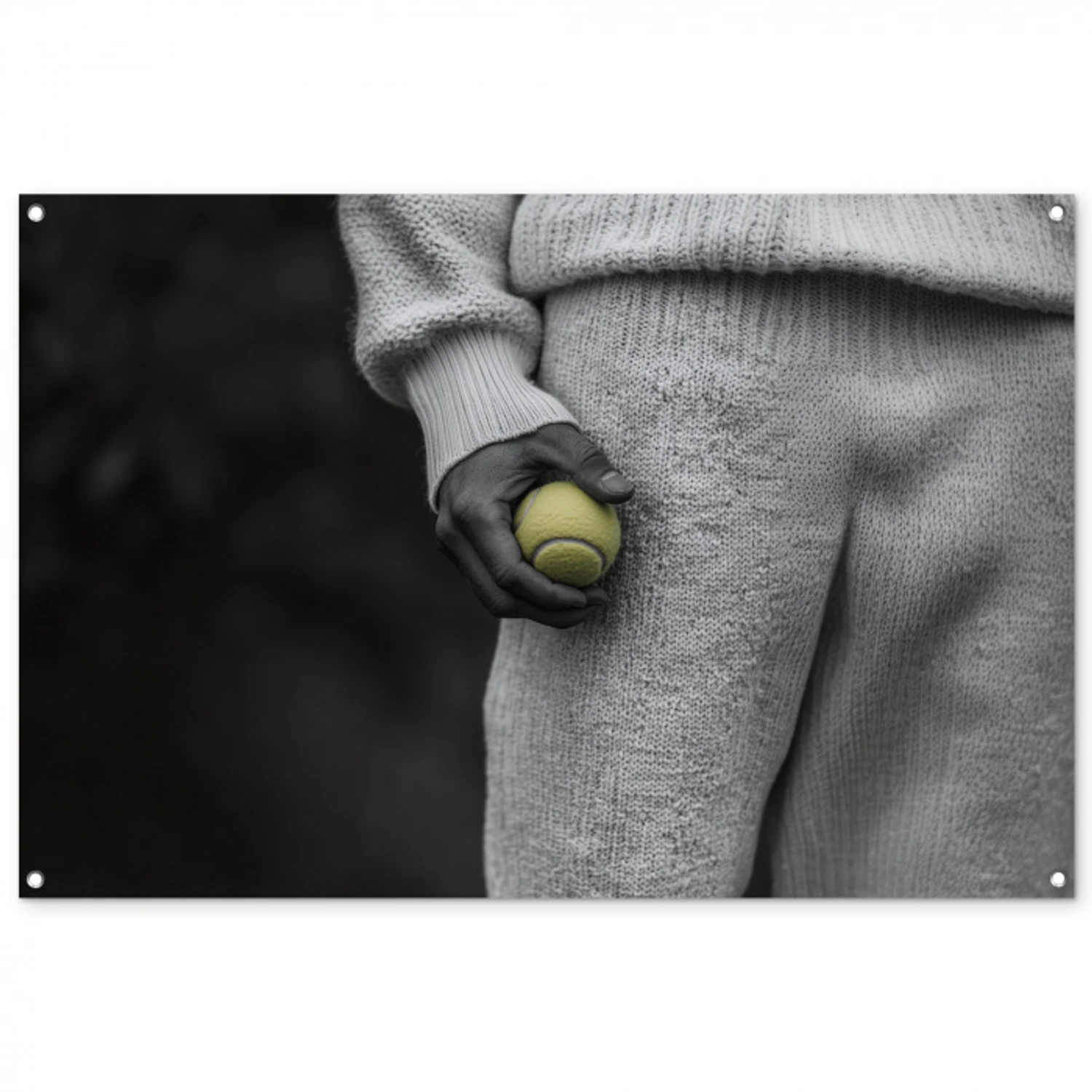 Tennisbal - Zwart - Wit tuinposter los doek groot -3d