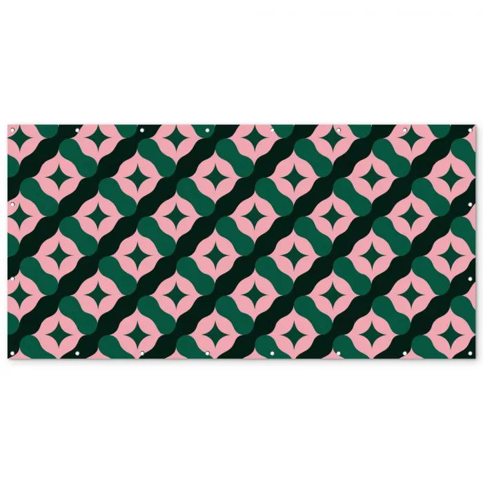 Groen - Roze - Retro - Sterren Balkonbeschermer Duitsland klein 596 -zz_3d