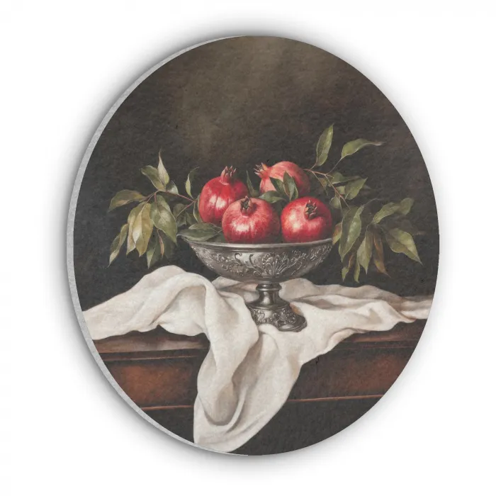 Granaatappels - Klassiek - Vintage Akoestische PET Vilt - Rond klein -3d