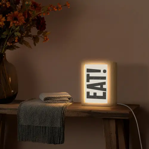 Eten - zwart - Japandi - Wit Light Box met kabel (Tafellamp) klein -sfeer4