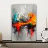 Moderne kunst - Oranje - Grijs - Abstract canvas 2cm klein -sfeer6