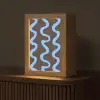 Kronkelende lijnen - Blauw - Bruin - Minimalistisch Light Box met kabel (Tafellamp) klein 925 -z3d_website