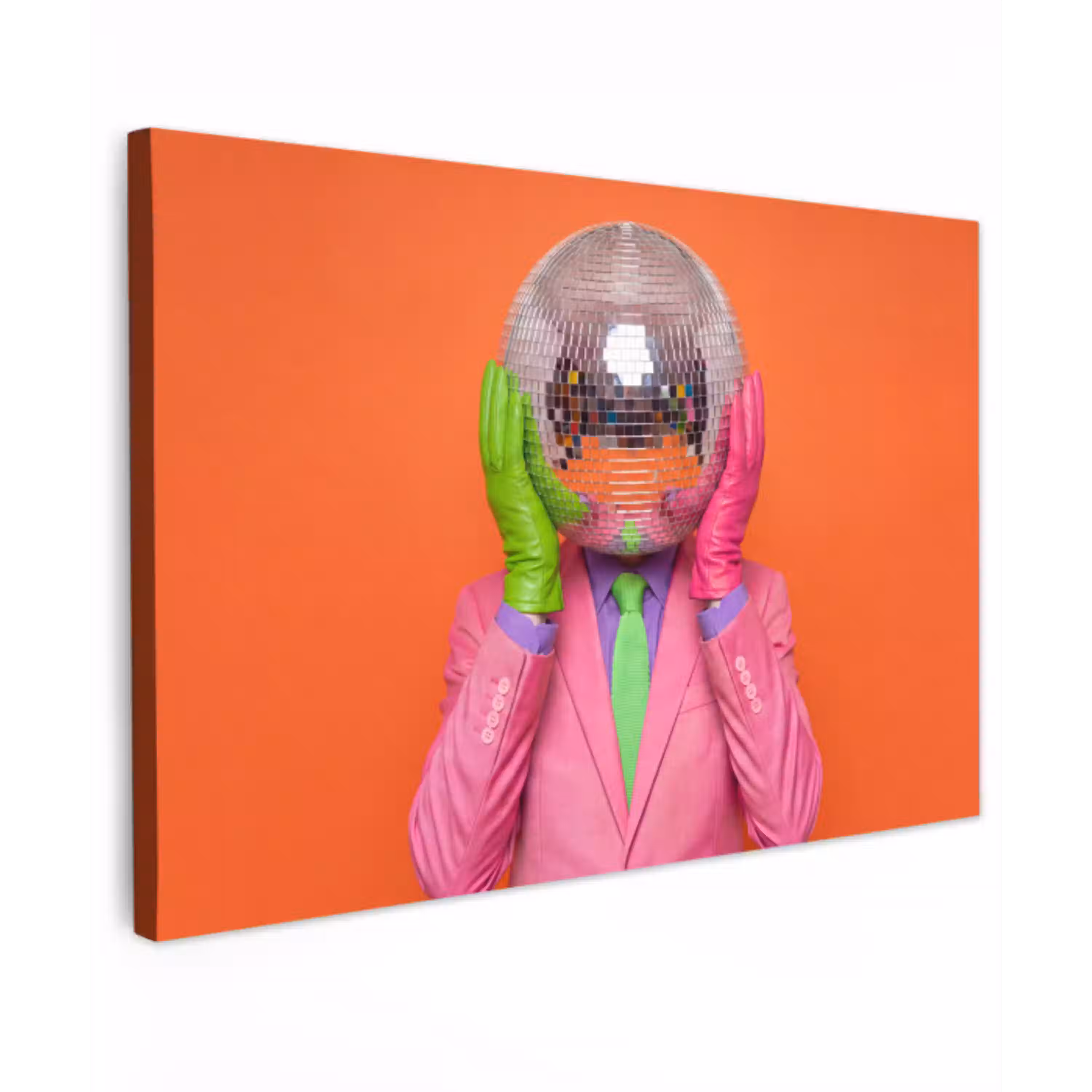Kunst - Disco bal - Kleurrijk - Modern - Studio Tuinposter op houten frame 2 cm dik klein -3d
