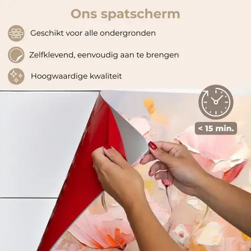 Bloemen - Watercolor - Roze - Abstract - Kunst keuken achterwand spatscherm klein -spatscherm_NL