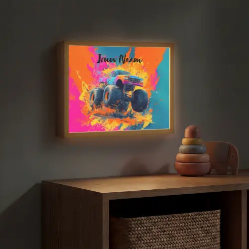 Monstertruck - Abstract - Verfspatten - Kleurrijk Light Box met batterij (Wandlamp kind) middel -sfeer5_kind