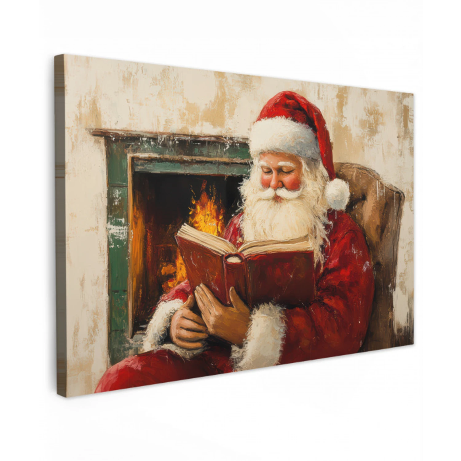 Kerst - Kerstman - Winter - Open Haard Tuinposter op houten frame 2 cm dik klein -3d