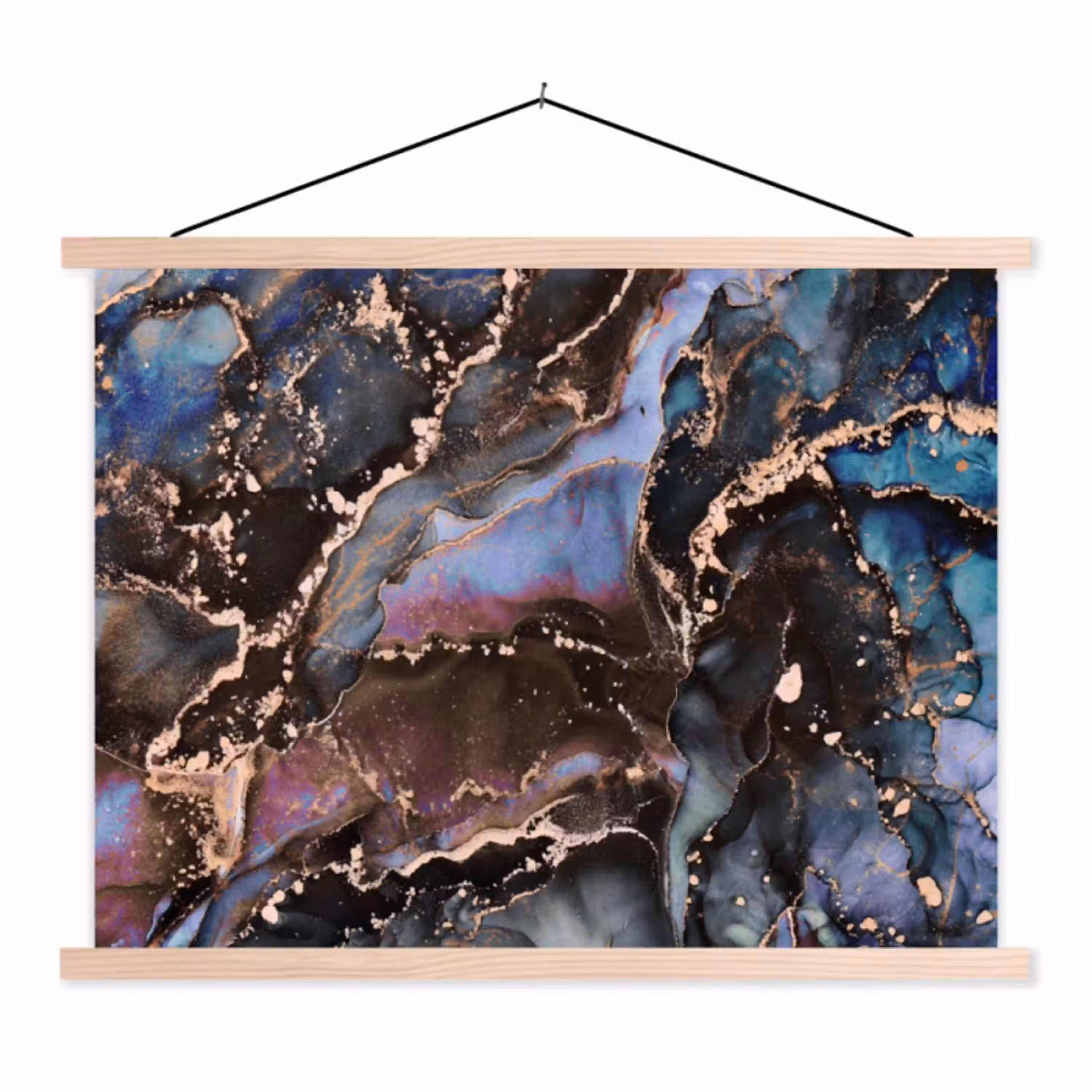 Marmer - Goud - Rosé textielposter latten blank klein -3d