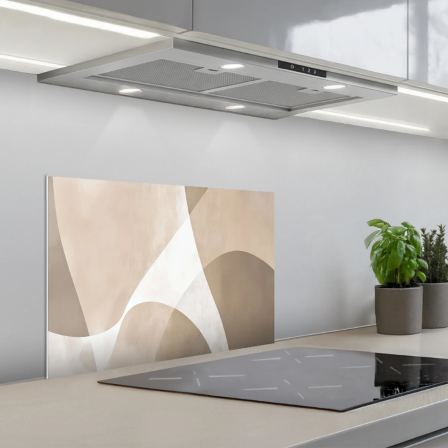 Vloeiende vlakken - Harmonieus - Golvend keuken achterwand spatscherm klein -3d_schuin