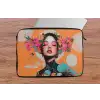 Portret - Vrouw - Abstract - Bloemen laptophoes neopreen klein -tafel