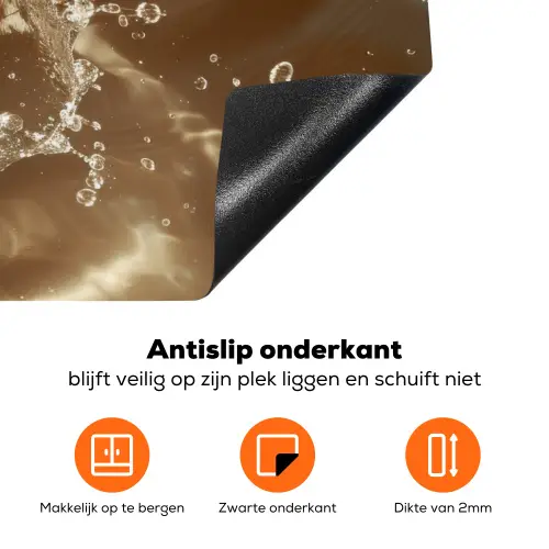 Kokosnoot - Water - Beige - Spetters Inductie beschermer vinyl 3mm klein -zzzzzzz-td-onderkant