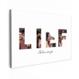 Lief - Lettercollage Tuinposter op houten frame 2 cm dik klein -3d