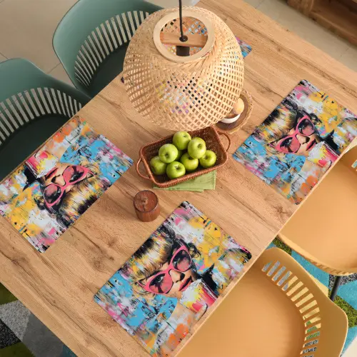 Zonnebril - Vrouw - Kleurrijk - Verfspetters Placemat vinyl groot -zzsfeer5_Kitchenyeah-website