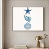 Zeester - Schelpen - Blauw Textielframe zwart klein -sfeer2