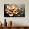Bloem - Goud - Abstract - Verf Canvas - Meerluiken 3 luik klein -sfeer3
