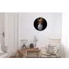 Ananas - Bloemen patroon - Goud - Delftsblauw Wandcirkel aluminium klein -woonkamer