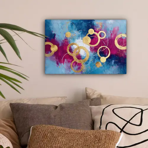 Cirkels - Goud - Abstract canvas 2cm klein -sfeer1
