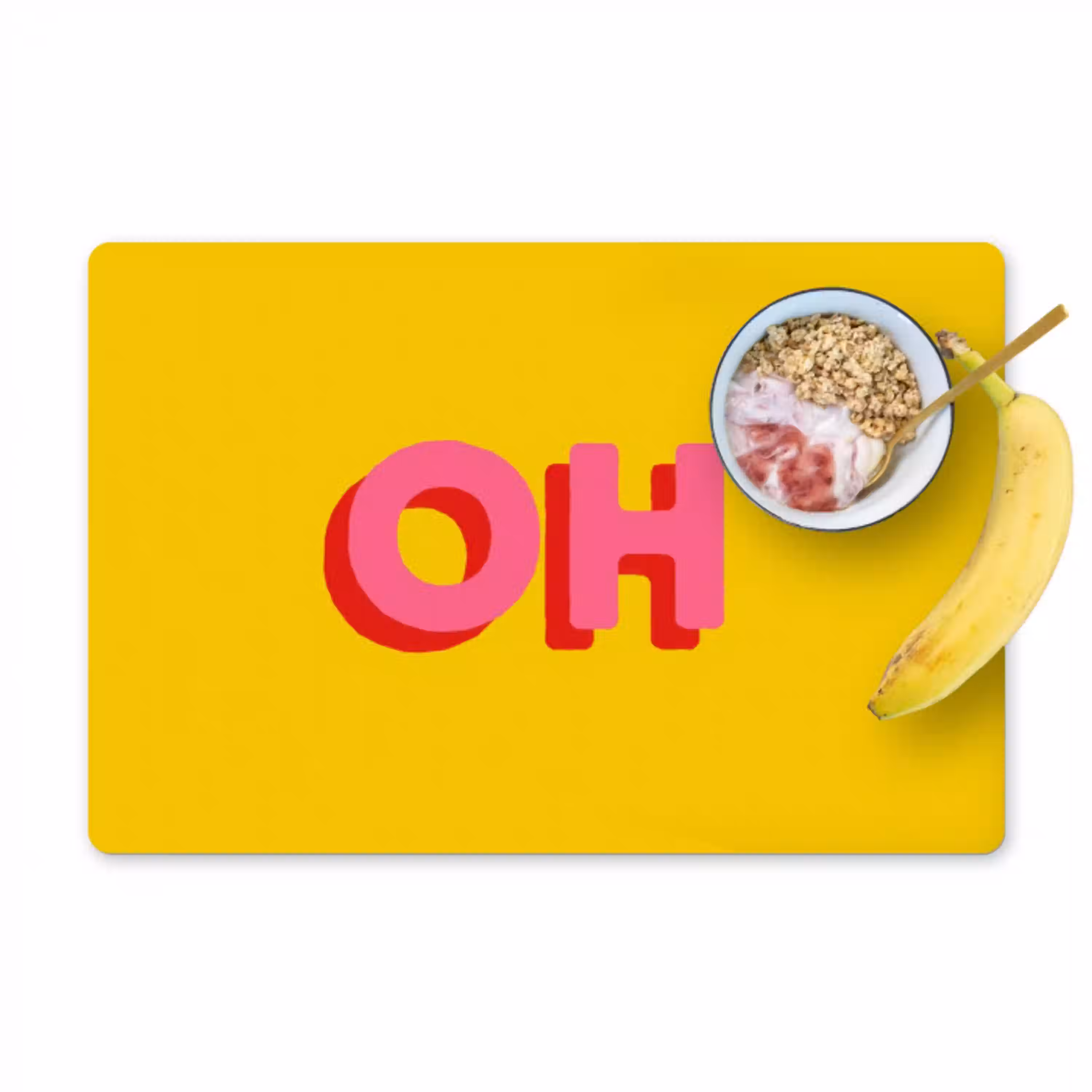 Geel - Roze - Oh - 3D Placemat vinyl groot -zzzproduct_Kitchenyeah-website