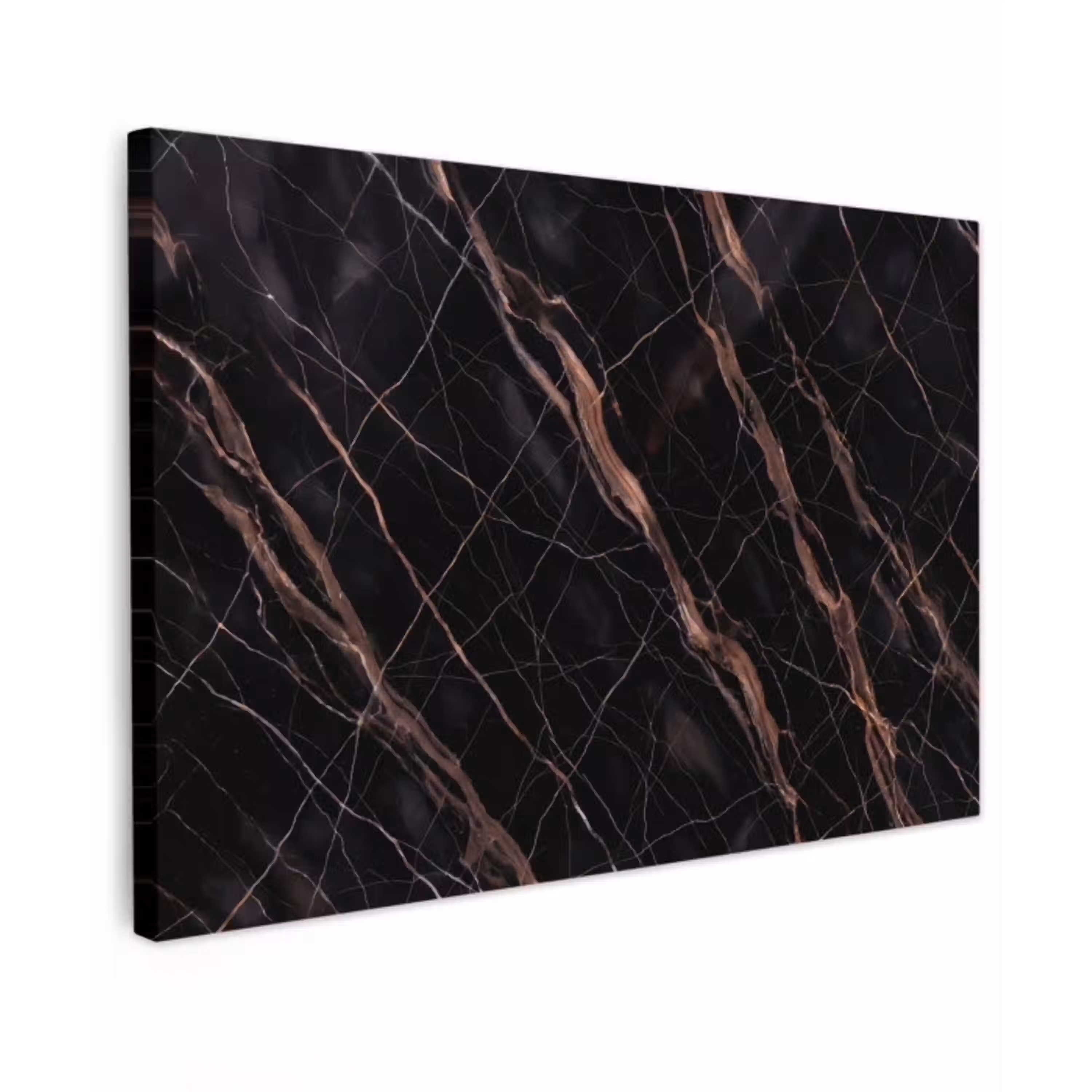 Marmer - Goud - Patroon - Luxe - Zwart Tuinposter op houten frame 2 cm dik klein -3d