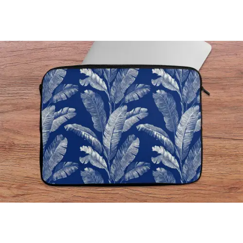Blad - Palm - Blauw laptophoes neopreen klein 279 -tafel