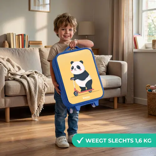 Panda - Step - Geel Kinderkoffer - Blauw klein -sfeer2_NL