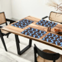 Kronkelende lijnen - Blauw - Bruin - Minimalistisch Placemat vinyl groot 368 -zzsfeer4_Kitchenyeah-website