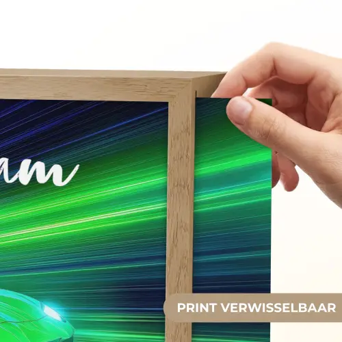 Sportauto - Groen - Snelheidslijnen - Neon Light Box met batterij (Wandlamp kind) middel -USP_websiteprintNL