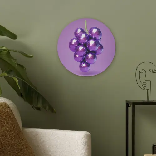 Druif - Disco - Glitter - Paars Akoestische PET Vilt - Rond klein -sfeer2