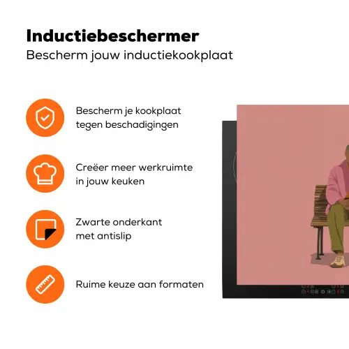 Illustratie - Bankje - Personen - Minimalistisch Inductie beschermer vinyl 3mm klein -zzzzzzz-td-ups