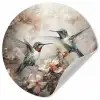 Kolibrie - Vogels - Bloemen - Planten Wandcirkel behangsticker klein -3d
