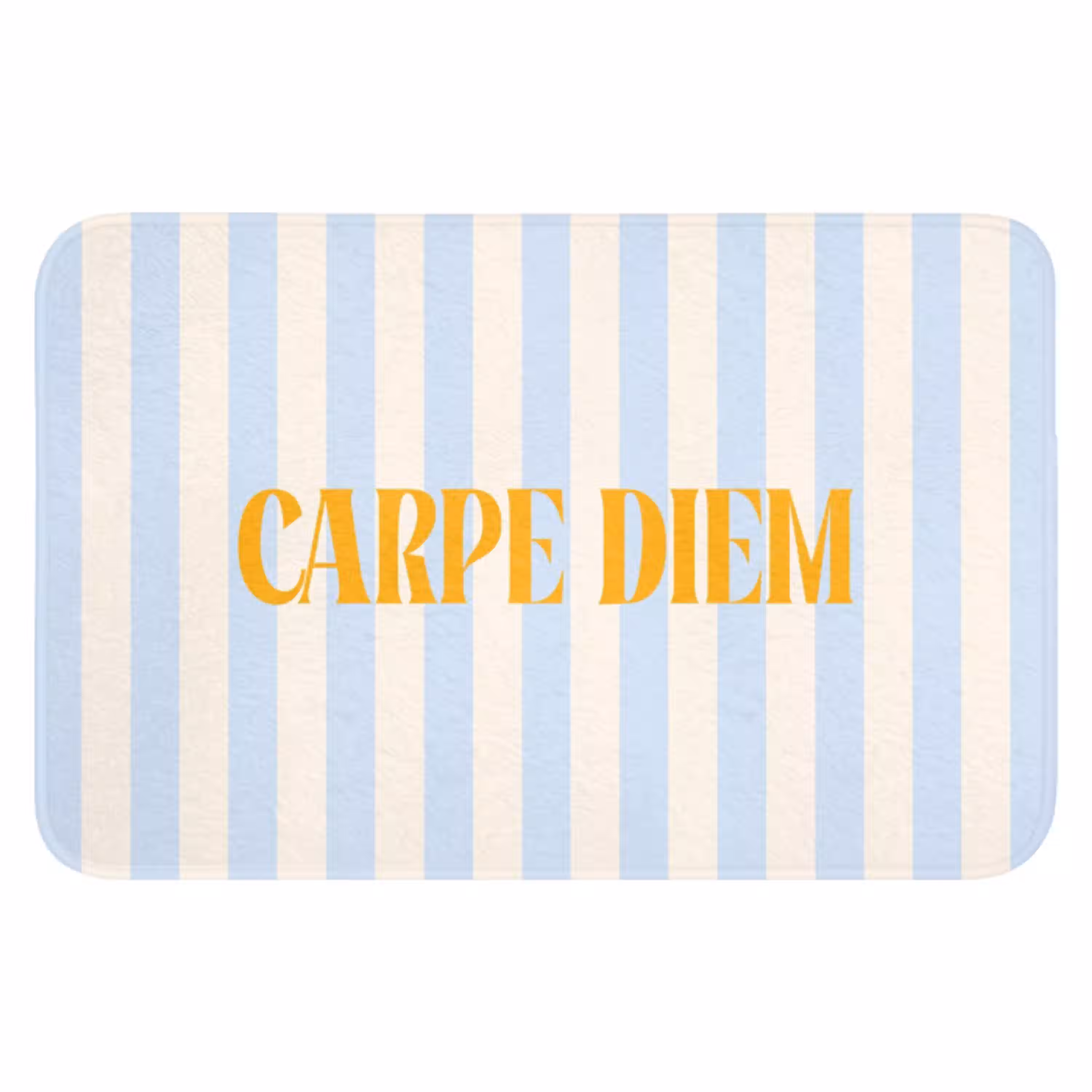 Oranje - Blauw - Strepen - Carpe diem WCmat klein -3d