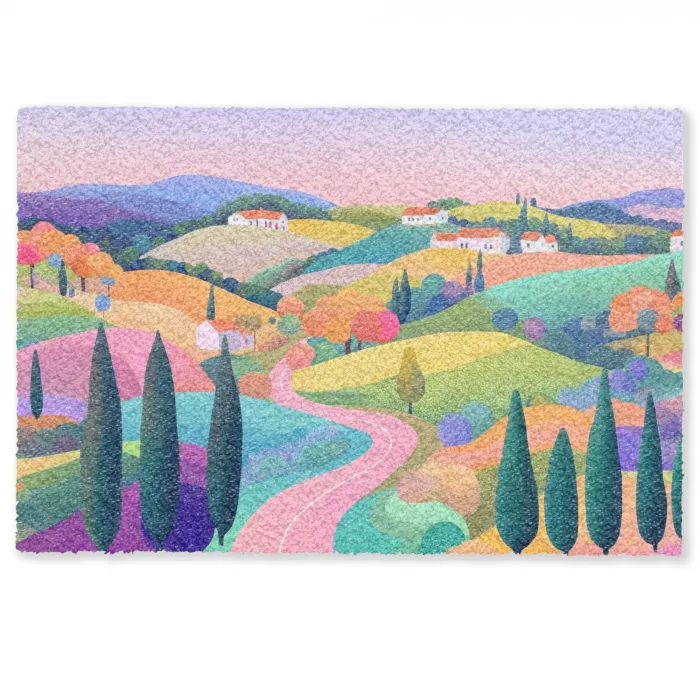 Landschap - Paars - Pastel - Huizen Deurmat klein -zkaufland3d