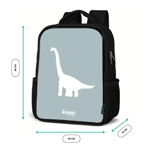 Blauw met Brachiosaurus dino Rugzak - Zwart middel -productfoto_formaten