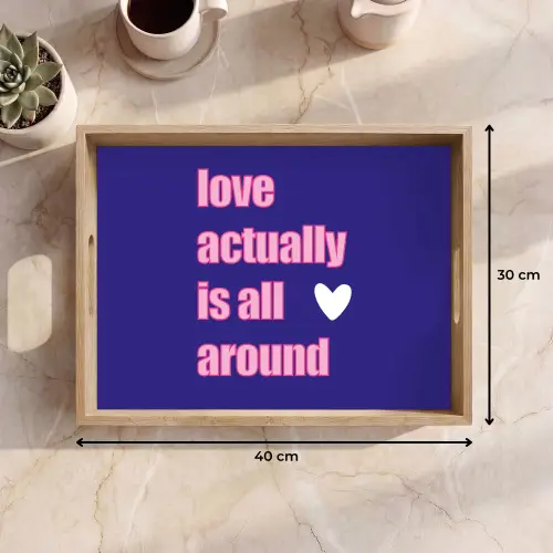 Tekst - Valentijn - Love - Blauw Dienblad Rechthoek middel -USP_Formaat