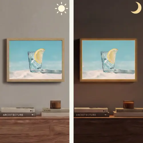 Glas - ijsblokjes - Citroen Light Box met batterij (Wandlamp) middel -sfeer3