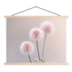 Bloemen - Bollen - Roze textielposter latten blank klein -3d