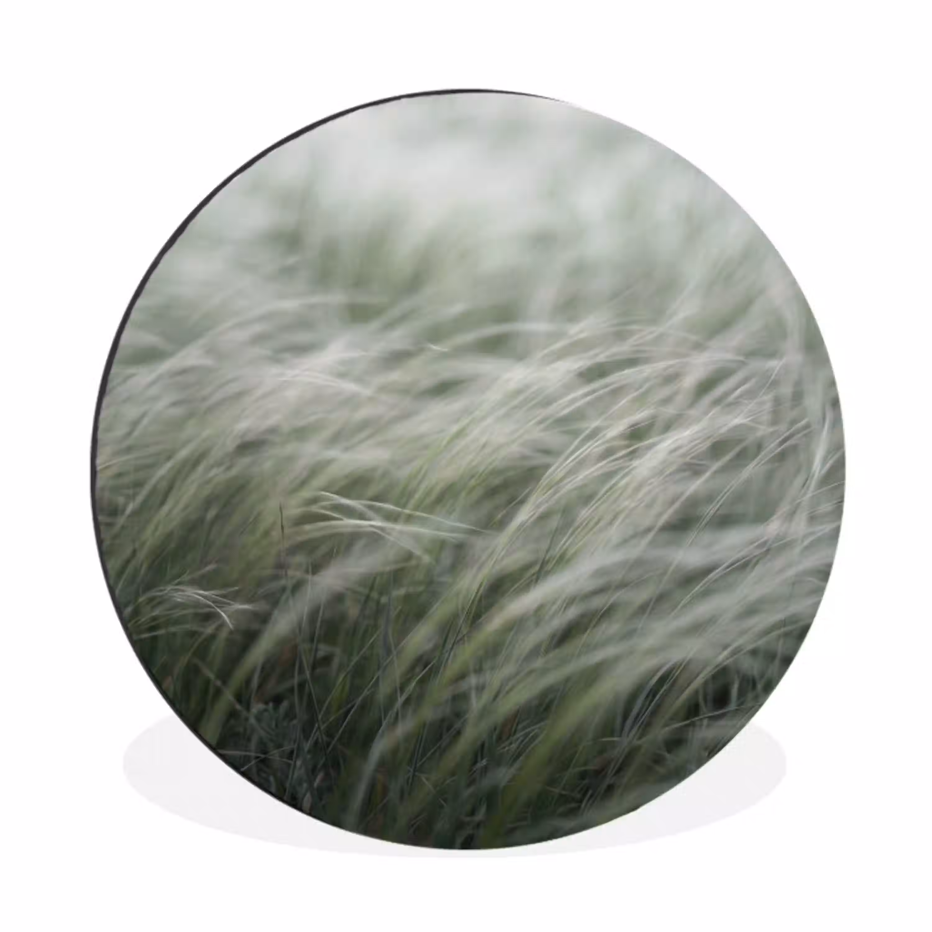 Gras - Wazig - Natuur - Groen - Zacht Wandcirkel aluminium klein -3d