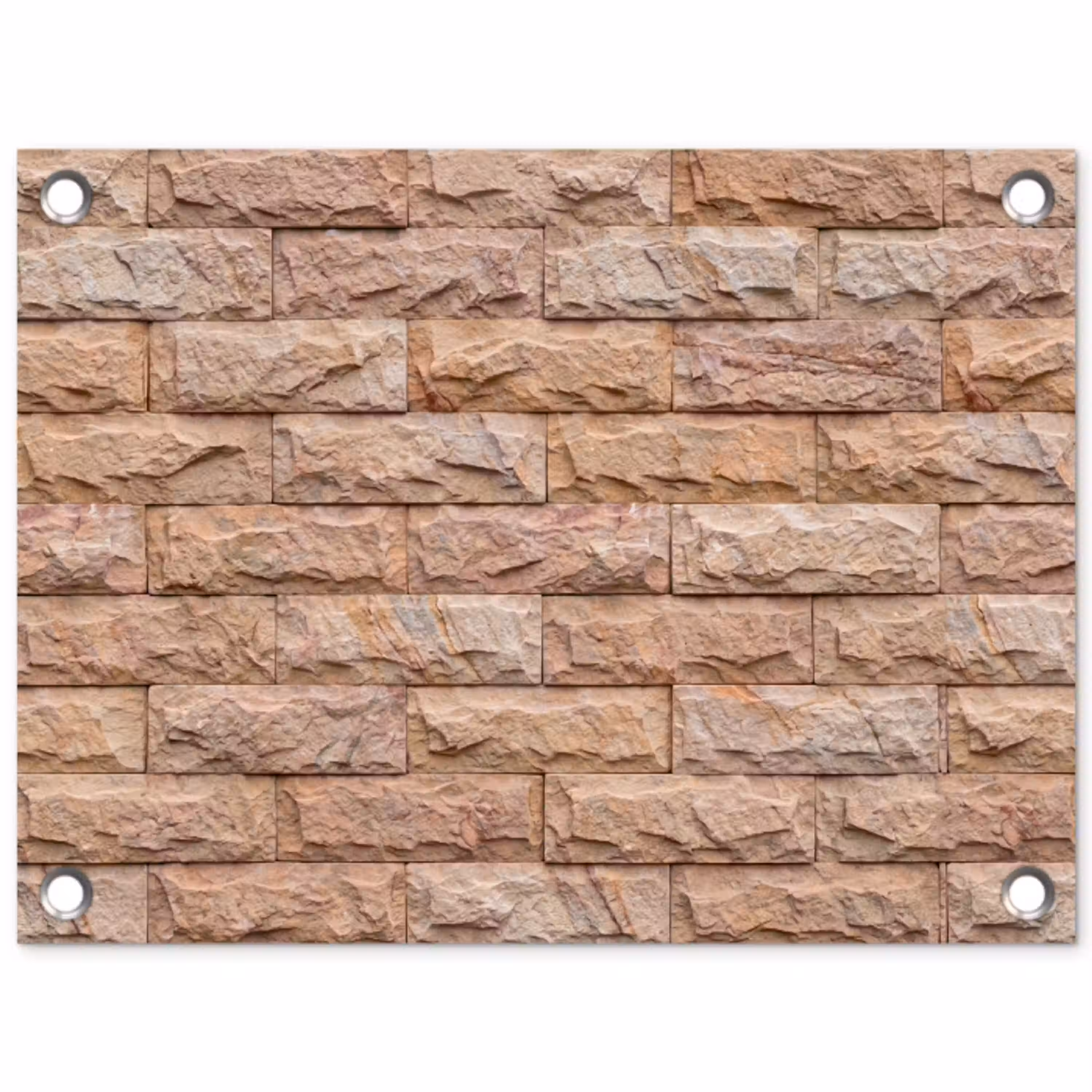 Muur - Steen - Ruw - Textuur - Beige tuinposter los doek klein -3d