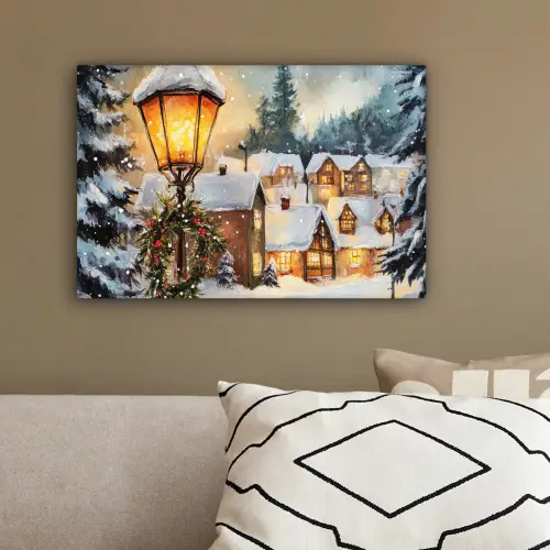 Kerstdorp - Huizen - Sneeuw - Kerst canvas 2cm klein -sfeer3