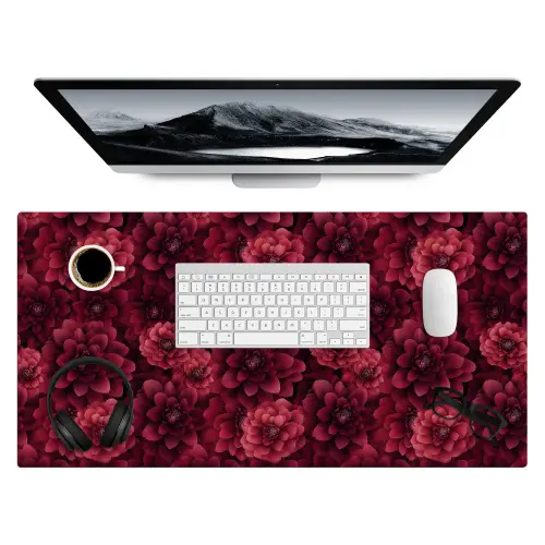 Dahlias - Bloemen - Rood Muismat XXL klein 681 -3d